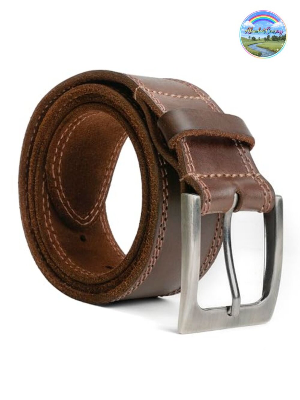 Handmade Full Grain Leather Belt for Men - Durable 1.5" Wide, Double Row Stitch
